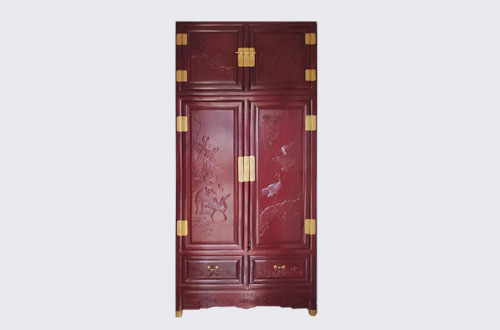 浦东高端中式家居装修深红色纯实木衣柜